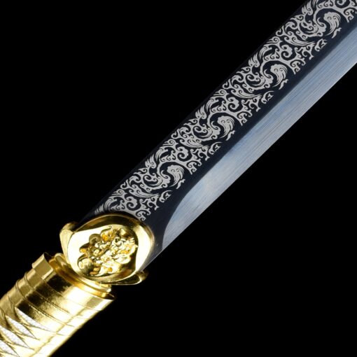 modern ninjato handmade japanese ninjato sword with golden scabbard 1 9