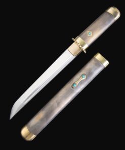 modern short sword handmade pattern steel plum blossom theme short japanese 2