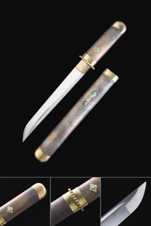 modern short sword handmade pattern steel plum blossom theme short japanese scaled