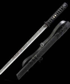 ninja sword handmade japanese ninjato sword with black leather scabbard 1 2