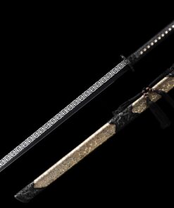 ninjato katana handmade japanese chokuto ninjato sword with golden scabbard 1