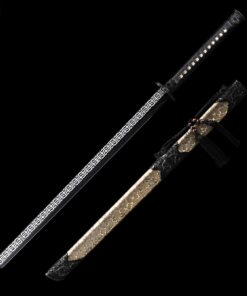 ninjato katana handmade japanese chokuto ninjato sword with golden scabbard 2