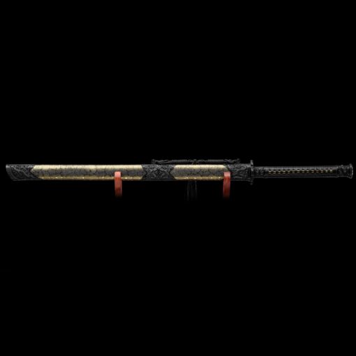 ninjato katana handmade japanese chokuto ninjato sword with golden scabbard 4