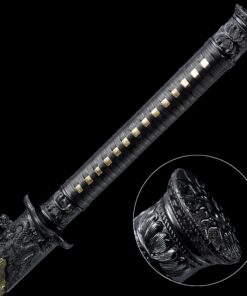 ninjato katana handmade japanese chokuto ninjato sword with golden scabbard 6