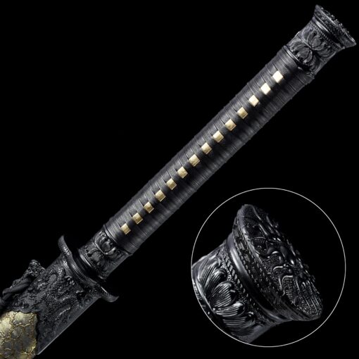 ninjato katana handmade japanese chokuto ninjato sword with golden scabbard 6