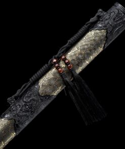 ninjato katana handmade japanese chokuto ninjato sword with golden scabbard 7