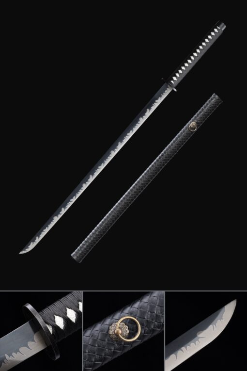 ninjato sword handmade japanese chokuto ninjato sword with black blade scaled