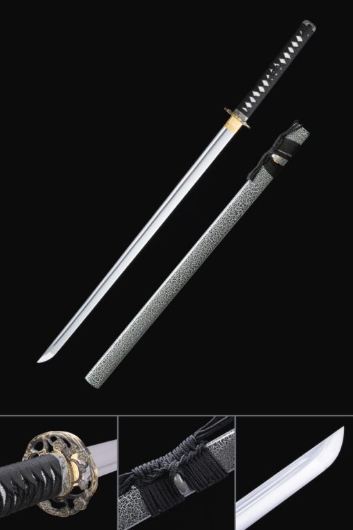 real ninja sword handmade japanese ninjato ninja sword with gray scabbard scaled