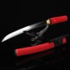 red tanto handmade japanese tanto sword damascus steel with red scabbard