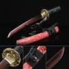 red tanto handmade japanese tanto sword with red blade and scabbard