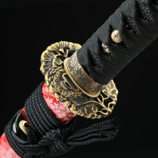 red tanto handmade japanese tanto sword with red blade and scabbard 1 4