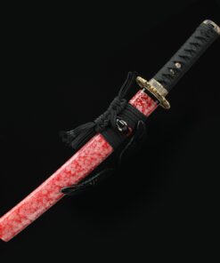 red tanto handmade japanese tanto sword with red blade and scabbard 1 6