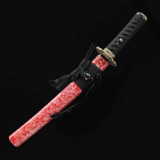 red tanto handmade japanese tanto sword with red blade and scabbard 1 6