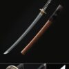 short blade katana handmade wakizashi sword damascus steel with brown