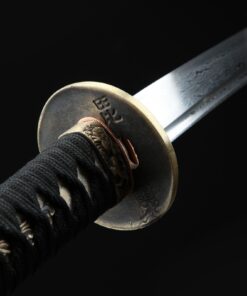 short blade katana handmade wakizashi sword damascus steel with brown 5