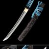 short katana handmade japanese tanto sword pattern steel with black