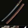 short katana handmade japanese wakizashi sword damascus steel with brown