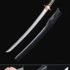 short katana handmade japanese wakizashi sword full tang with black saya