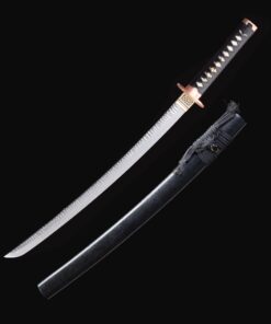 short katana handmade japanese wakizashi sword full tang with black saya 1 8