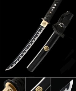 short katana handmade tanto sword high manganese steel with black blade