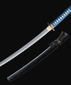 short katana handmade wakizashi sword 1065 carbon steel with black scabbard 1