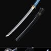 short katana handmade wakizashi sword 1065 carbon steel with black scabbard