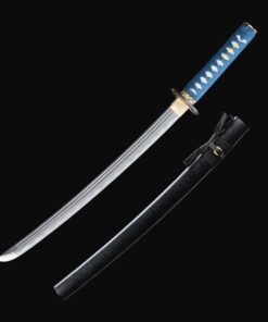 short katana handmade wakizashi sword 1065 carbon steel with black scabbard 2