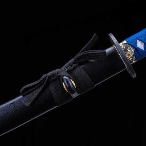 short katana handmade wakizashi sword 1065 carbon steel with black scabbard 6