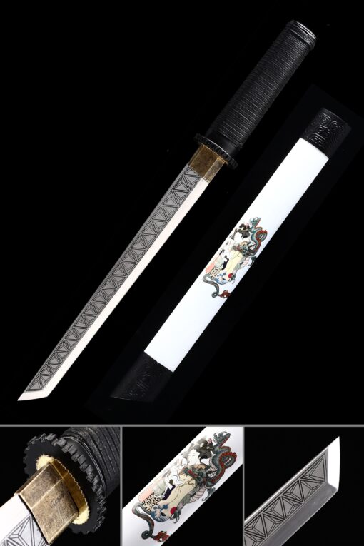 short samurai sword handmade high manganese steel real japanese hamidashi scaled