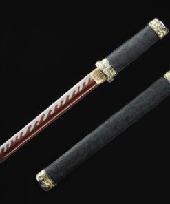 short straight sword handmade japanese hamidashi tanto sword with red blade 1