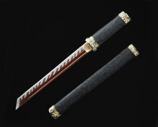 short straight sword handmade japanese hamidashi tanto sword with red blade 1