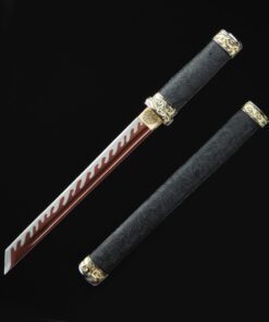 short straight sword handmade japanese hamidashi tanto sword with red blade 2