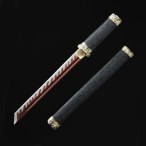 short straight sword handmade japanese hamidashi tanto sword with red blade 2