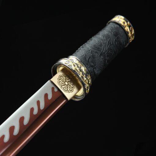 short straight sword handmade japanese hamidashi tanto sword with red blade 3