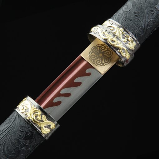 short straight sword handmade japanese hamidashi tanto sword with red blade 4