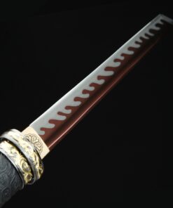 short straight sword handmade japanese hamidashi tanto sword with red blade 6