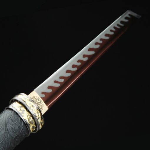 short straight sword handmade japanese hamidashi tanto sword with red blade 6