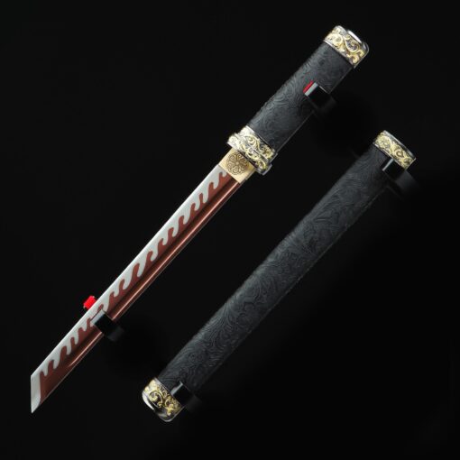 short straight sword handmade japanese hamidashi tanto sword with red blade 8