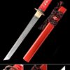 short sword handmade japanese short tanto sword pattern steel with red