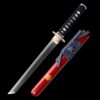 short tanto handmade full tang japanese tanto sword damascus steel with red