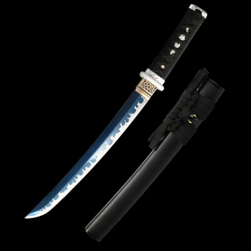 short tanto handmade full tang japanese tanto sword with blue manganese