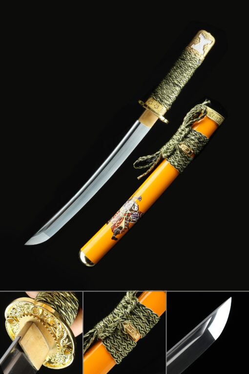 short tanto handmade high manganese steel dragon tsuba real japanese tanto scaled