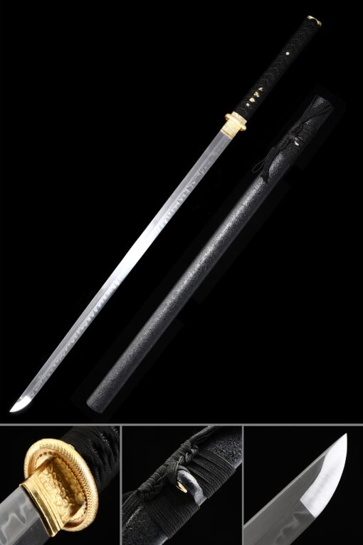 straight katana handmade chokuto ninjato sword t10 carbon steel real hamon scaled