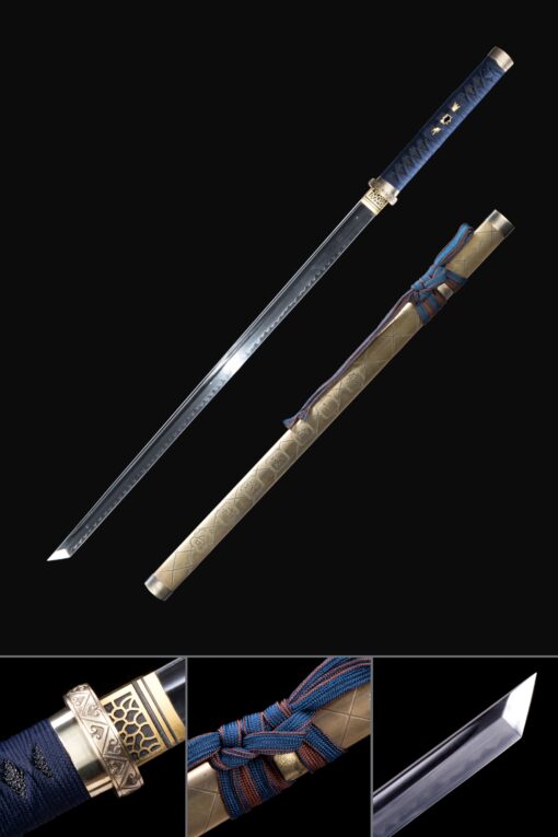 straight katana handmade japanese chokuto ninjato sword t10 carbon steel scaled