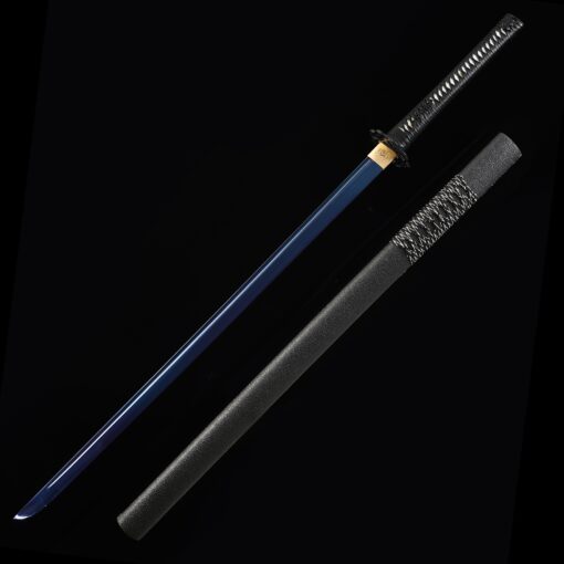 straight katana handmade japanese chokuto ninjato sword with blue blade 1 2