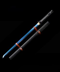 straight katana handmade japanese chokuto ninjato sword with blue blade 1 3