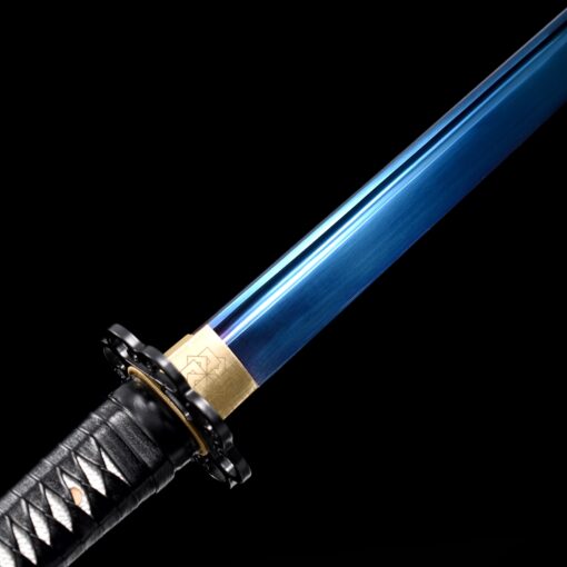 straight katana handmade japanese chokuto ninjato sword with blue blade 1 8