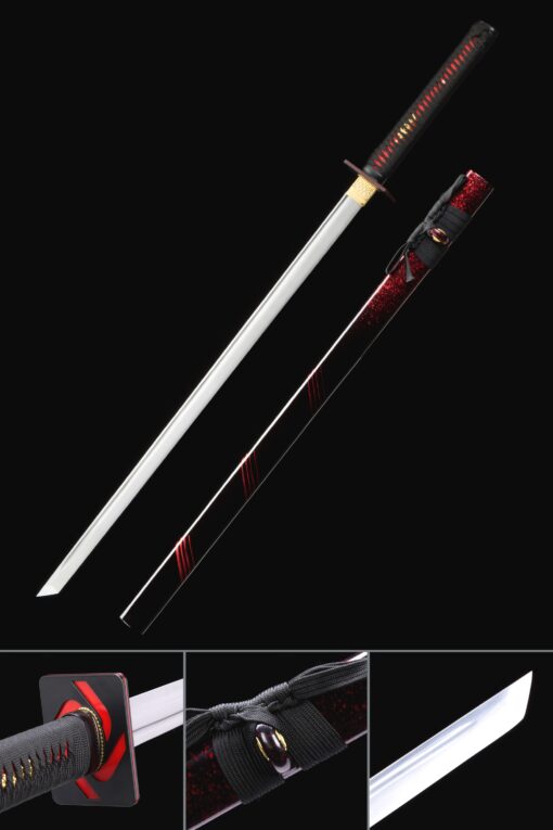 straight katana handmade japanese chokuto ninjato swords with black scaled