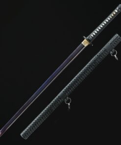 straight katana handmade japanese ninjato chokuto sword with purple blade 1 2