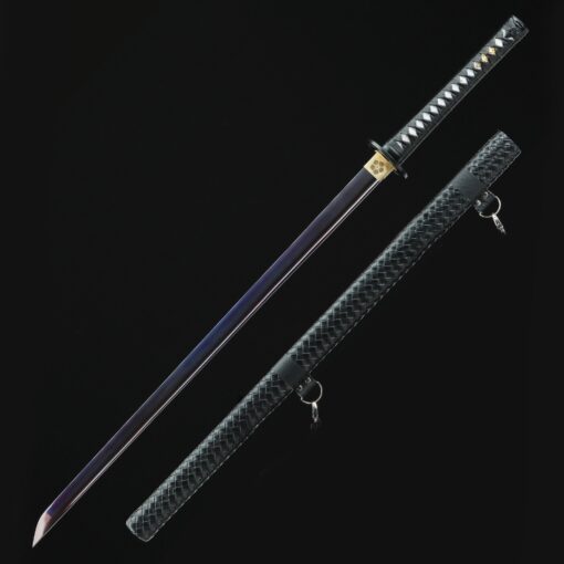 straight katana handmade japanese ninjato chokuto sword with purple blade 1 2